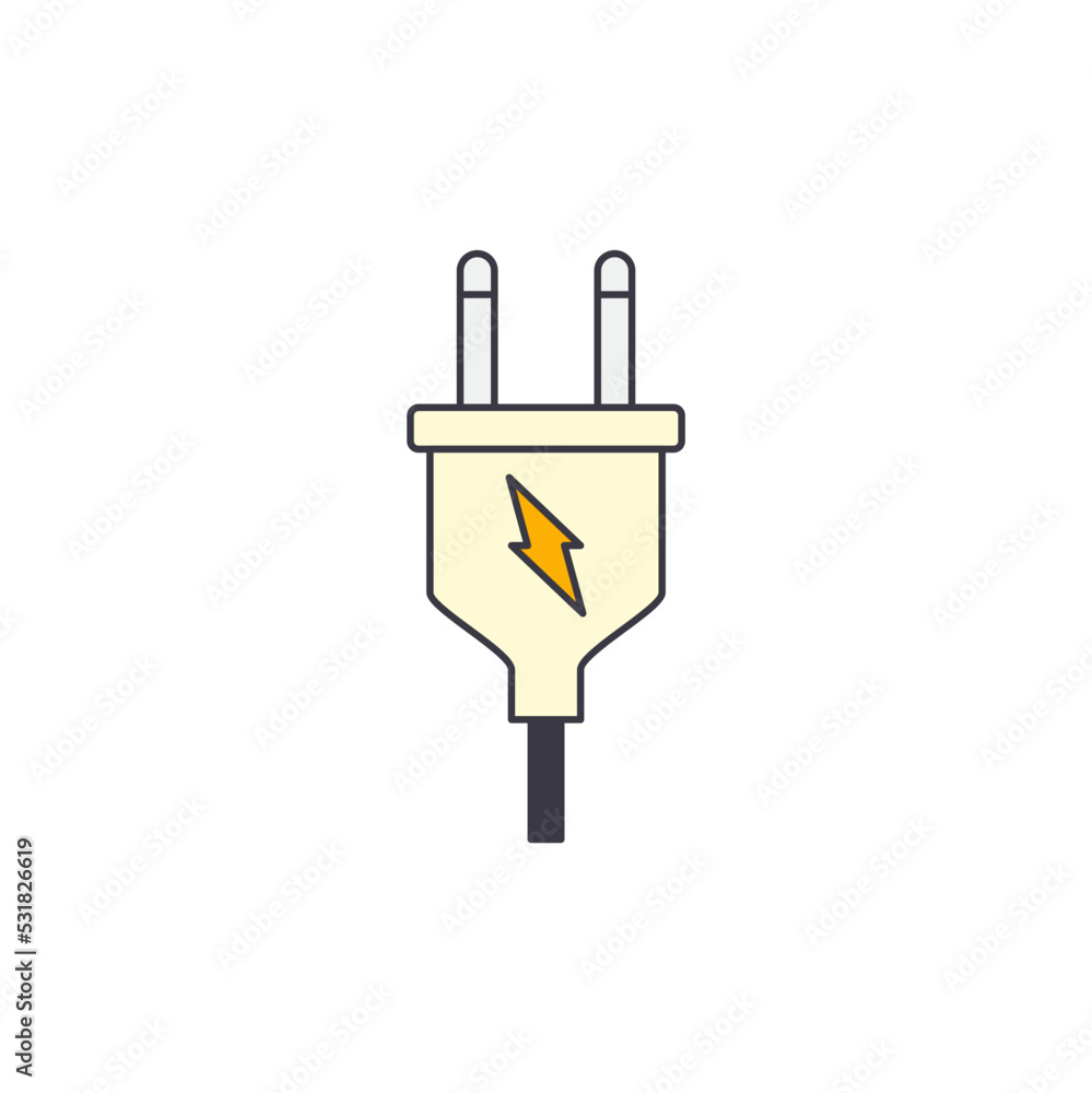 Power plug icon in color, isolated on white background Power plug icon in color, isolated on white background