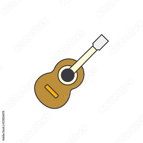 Guitar icon in color, isolated on white background 