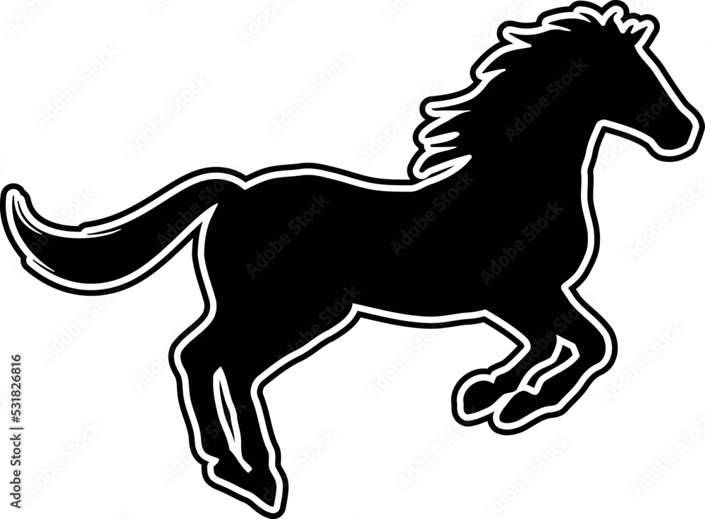 Obraz premium Horse Silhouette, Horseshoe Vector, Horse Flower Silhouette 
