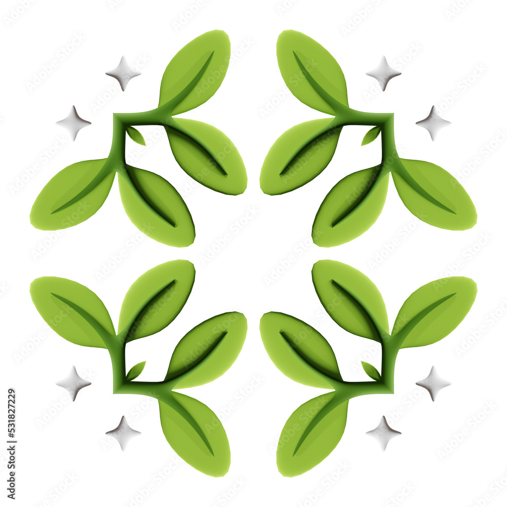 3D Leaves Pattern Shape, With Unique Style, Is Perfect For Use As An Additional Element Or Logo In Your Design