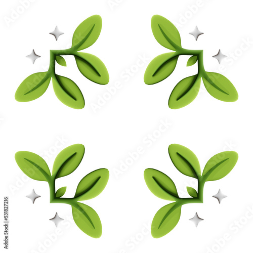 3D Leaves Pattern Shape, With Unique Style, Is Perfect For Use As An Additional Element Or Logo In Your Design