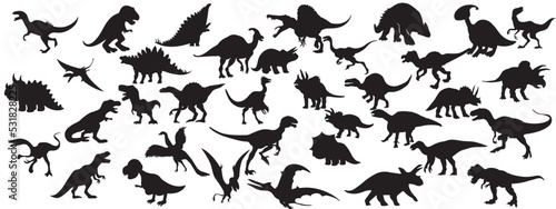 Dinosaurs and Jurassic dino monsters icons.