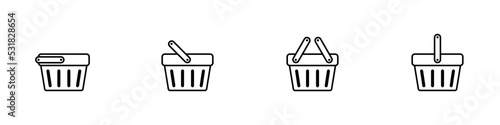 Conjunto de icono de canasta de compras, estilo línea simple. Concepto de comprar. Ilustración vectorial