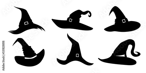 set of halloween hat vector illustration. witch hat isolated on white background