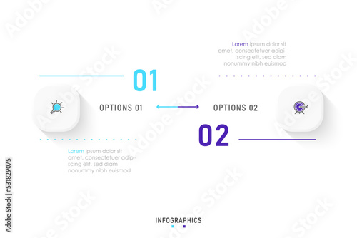 Vector Infographic label design template with icons and 2 options or steps. Can be used for process diagram, presentations, workflow layout, banner, flow chart, info graph.