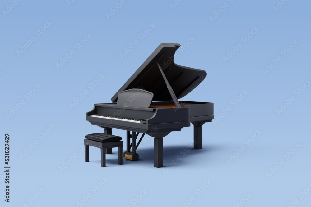 3d Vector Black shiny grand piano, Music and Instrument concept. 3d Vector Black shiny grand piano, Music and Instrument concept.