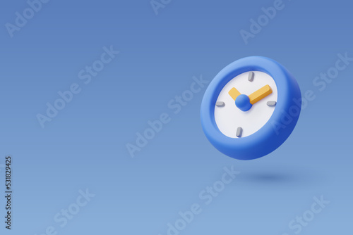 3d Vector office clock, Time period concept.