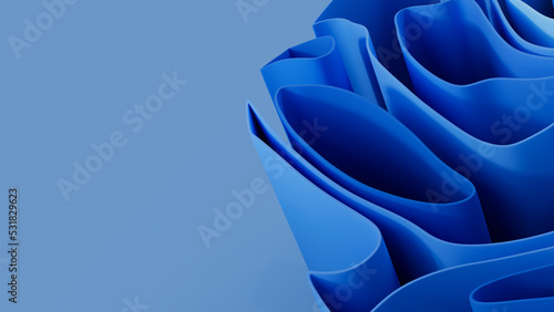 Abstract wallpaper created from Blue 3D Undulating lines. Colorful 3D Render with copy-space.  