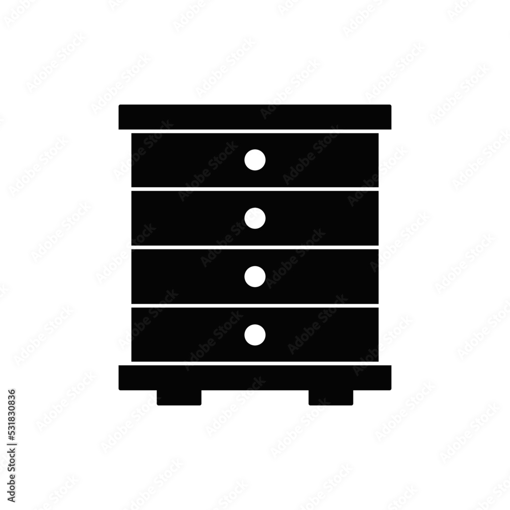 Filing cabinet icon in black flat glyph, filled style isolated on white background Filing cabinet icon in black flat glyph, filled style isolated on white background