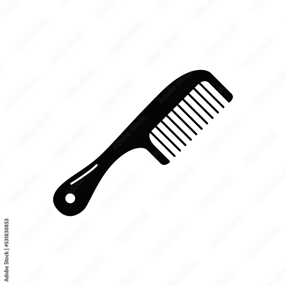 Classic comb icon in black flat glyph, filled style isolated on white background Classic comb icon in black flat glyph, filled style isolated on white background