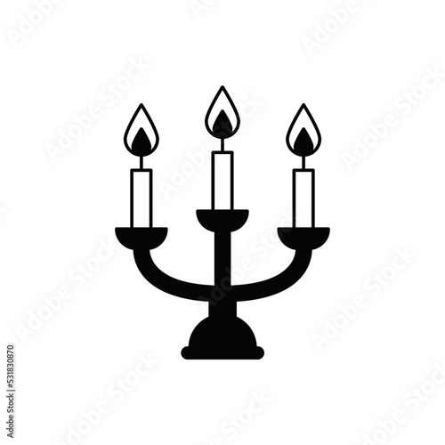 candelabra icon in black flat glyph, filled style isolated on white background