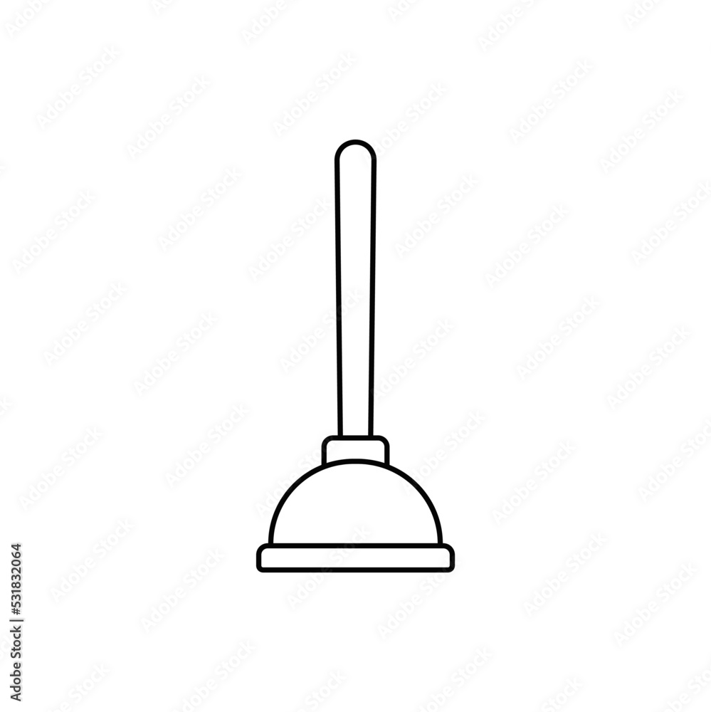 Plunger icon in line style icon, isolated on white background Plunger icon in line style icon, isolated on white background