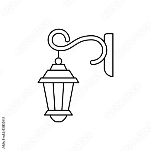 Wallpaper Mural Hanging antique wall lamp Decoration icon in line style icon, isolated on white background Torontodigital.ca