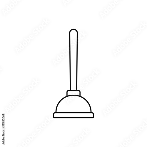 Plunger icon in line style icon, isolated on white background