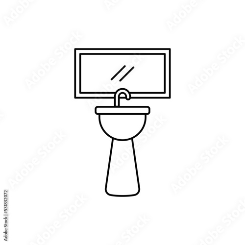 Bathroom faucet, washstand icon in line style icon, isolated on white background
