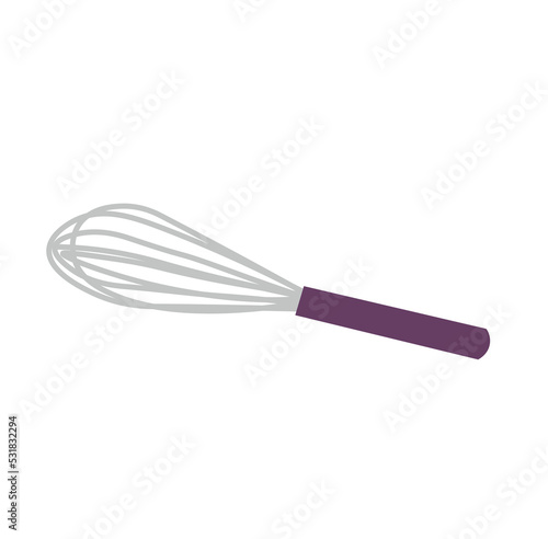 Confectioner's whisk on white background