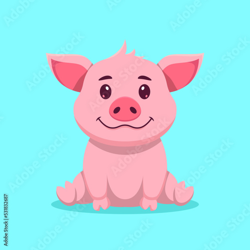Cute Little Pig Character Cartoon Vector