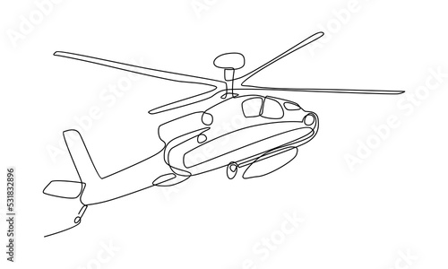 Continuous line of helicopter vector illustration