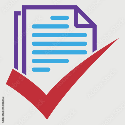 documents checked or checkmark with docs abstract monogram vector logo template