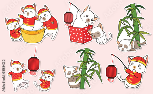 adorable cat sticker cartoon collection
