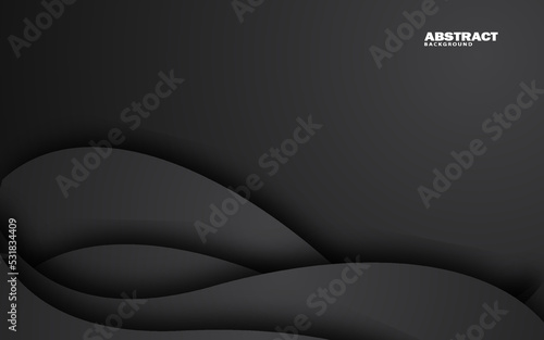Abstract wave shape papercut dark black background vector