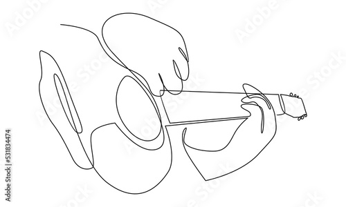 continuous line of guitarist playing guitar