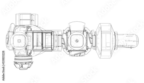Abstract Spaceship or Space Station. Vector