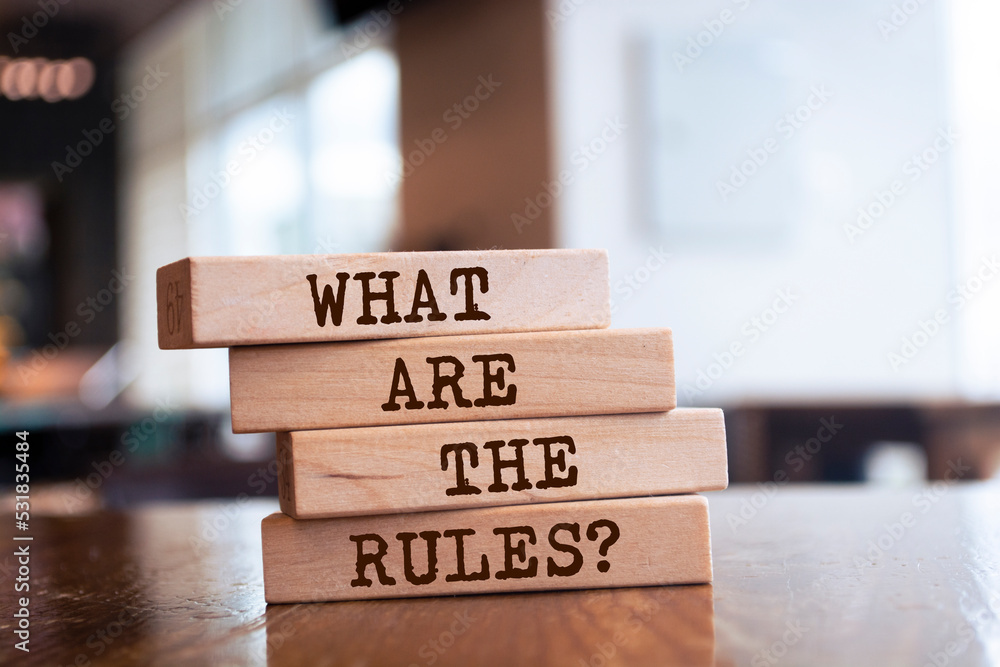 Wooden blocks with words 'What Are The Rules?'. Business concept - obrazy, fototapety, plakaty 