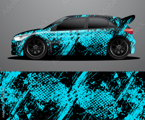 Rally car decal graphic wrap vector, abstract background