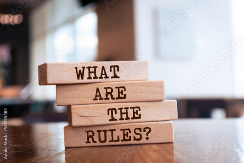Fotografia Wooden blocks with words 'What Are The Rules?'. Business concept