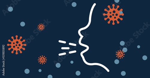 Fototapeta Naklejka Na Ścianę i Meble -  Digital illustration of people coughing and spreading coronavirus Covid19