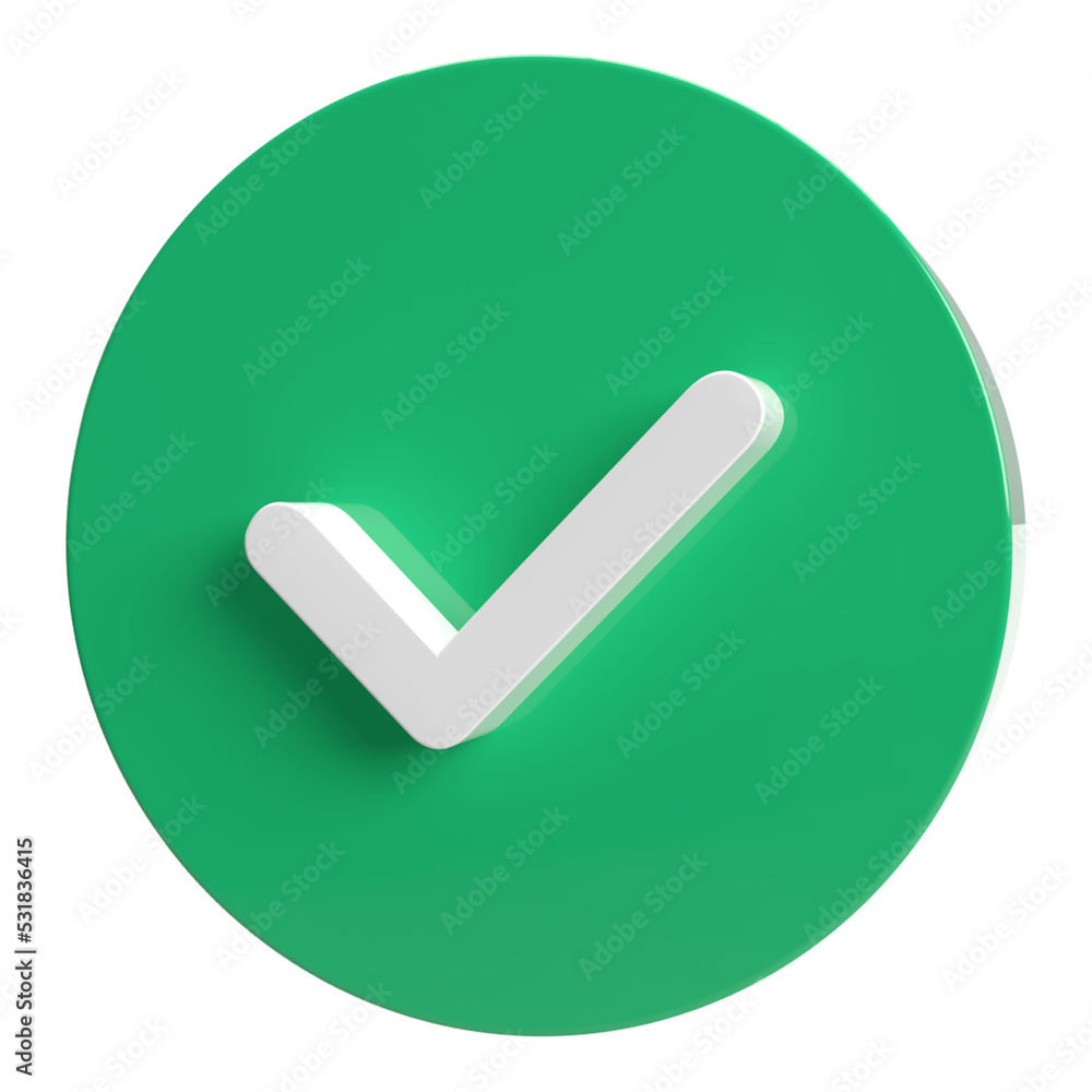 Checkmark icon 3d, buttons isolated on a transparent background Checkmark icon 3d, buttons isolated on a transparent background