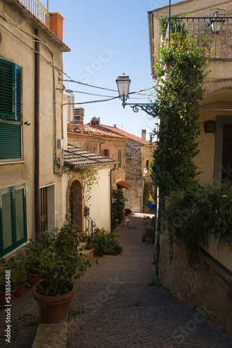 Fototapeta Naklejka Na Ścianę i Meble -  View of street alley in the historic center of  Nerola little town in Lazio Italy