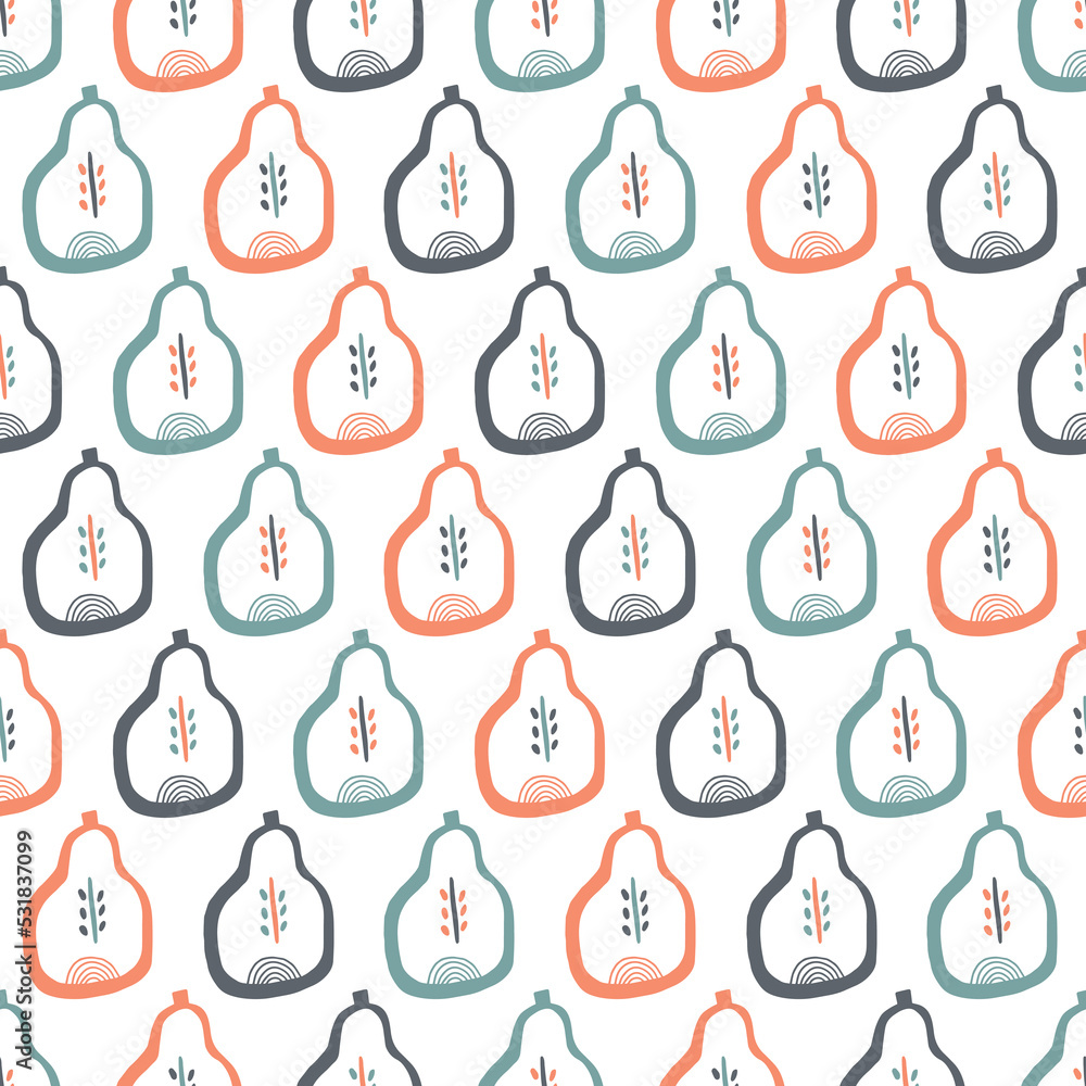 Pears seamless pattern, printable fruit background for textile, packaging design, cover Pears seamless pattern, printable fruit background for textile, packaging design, cover