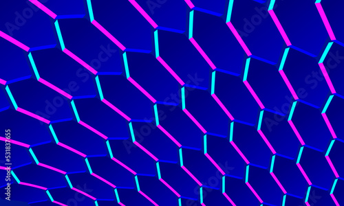 3d deformed neon pink and blue pattern vector