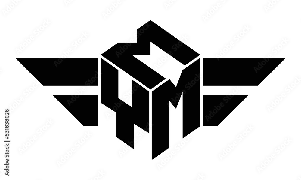 MYM three letter gaming logo in polygon cube shape logo design vector ...