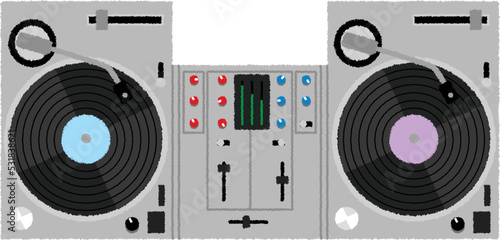 ターンテーブルのDJセットイラスト