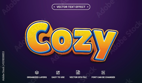 Cozy, Cartoon Style Editable Vector Text Effect.