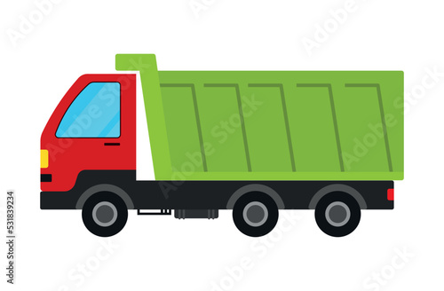 Dump Truck for Construction Equipment Transportation Icon Vector Illustration on White Background