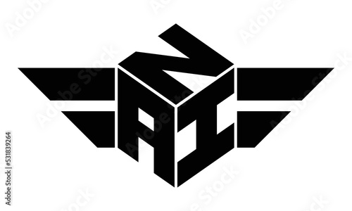 NAI three letter gaming logo in polygon cube shape logo design vector template. wordmark logo | emblem logo | monogram logo | initial letter logo | sports logo | minimalist logo | typography logo |