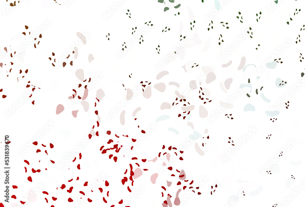 Light green, red vector pattern with chaotic shapes.