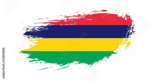 Free hand drawn grunge flag of Mauritius on isolated white background