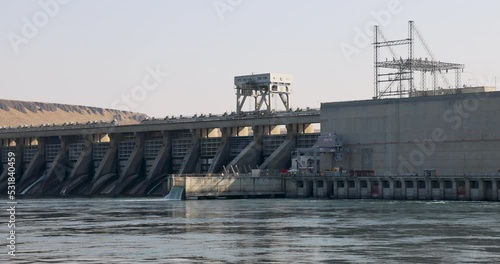McNary Dam on Columbia River spillway. 1.4-mile long concrete river dam spans the Columbia River. Operated by the U.S. Army Corps of Engineers. Hydroelectric power generation, recreation. photo