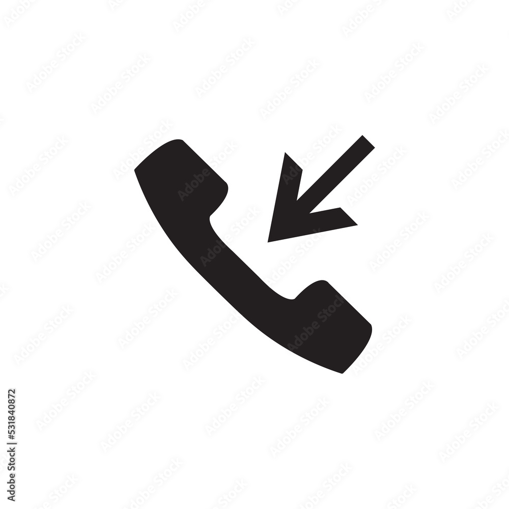Graphic flat incoming call icon for your design and website Graphic flat incoming call icon for your design and website