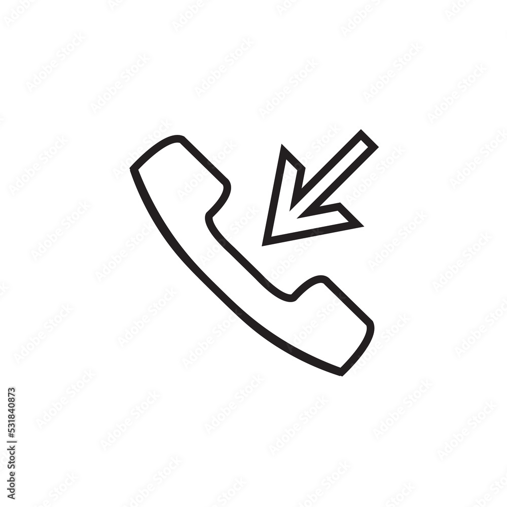 Graphic flat incoming call icon for your design and website Graphic flat incoming call icon for your design and website