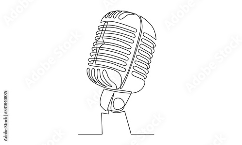 continuous line of retro old classic radio microphone for broadcasting