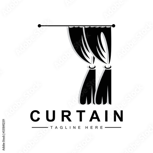 Home And Exhibition Curtain Logo Design, Building Decoration Vector Illustration