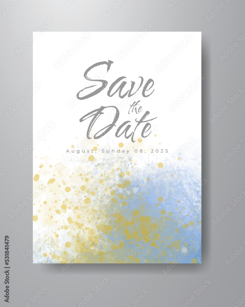 Save the date with watercolor background. Design for your invitation.