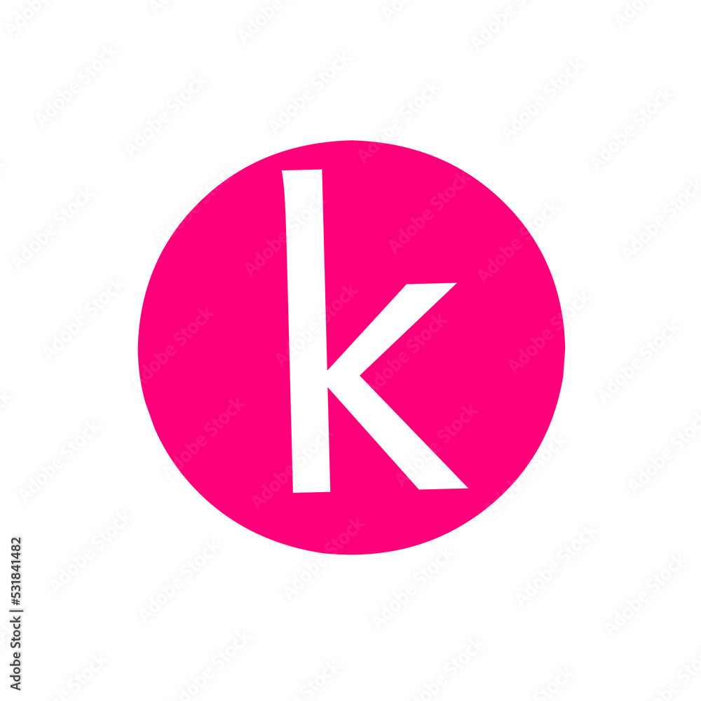 K icon with pink bubble, isolated on white background, website vector illustration, app K icon with pink bubble, isolated on white background, website vector illustration, app