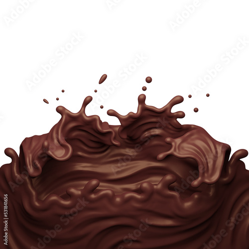 Chocolate splash with clipping path , 3D Rendering, 3D illustration